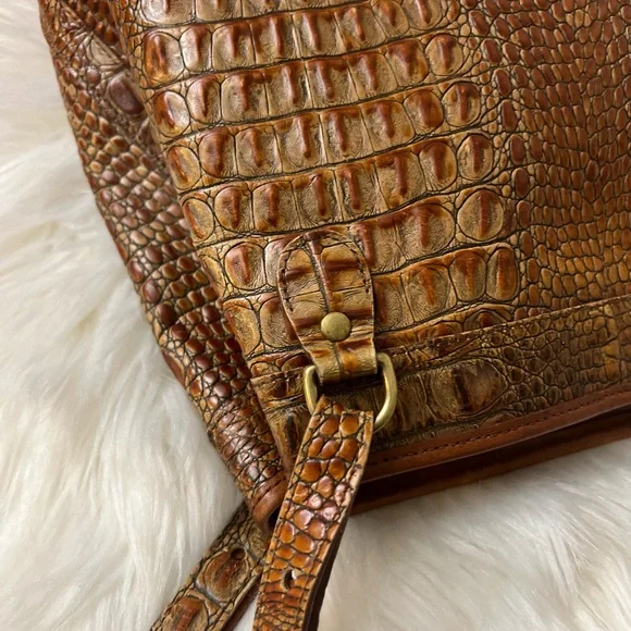 Brahmin Tan Crocodile-Embossed Shoulder Bag - Picture 10 of 15